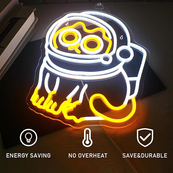 Astronaut Cat Neon Sign Led Neon Lights for Wall Decor Bar Light Up Signs for Bedroom Home Beer Bar Club Man Cave Wedding Birthday Party Decorations Gifts