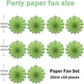Hanging Paper Fans – Green, 30 Pack, 8in