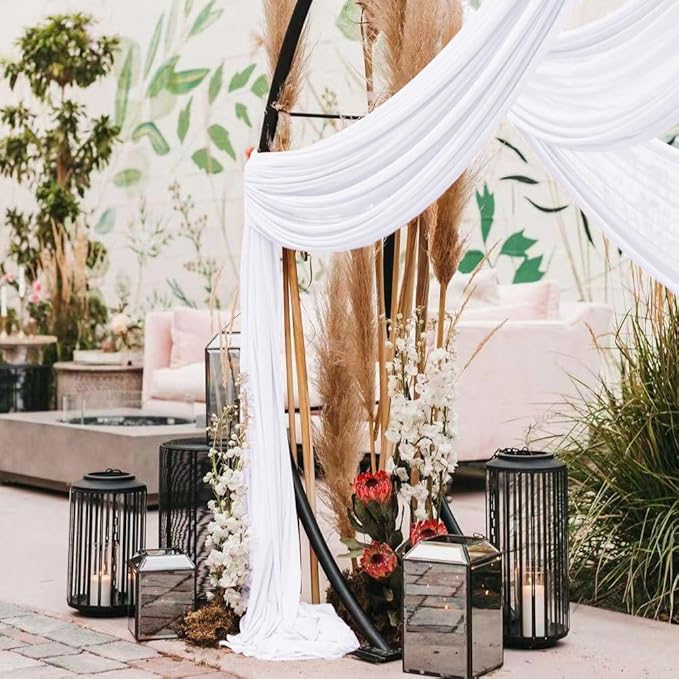 White Wedding Arch Draping Fabric 1 Panel 30'' x 18FT Sheer Chiffon Arch Drapery for Easter Bridal Shower Backdrop Outdoor Party Arches Church Ceremony Decoration