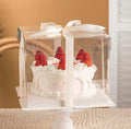 Bakery Cake Boxes, Clear 12x12x7 Inch, 6 Pack with White Ribbon