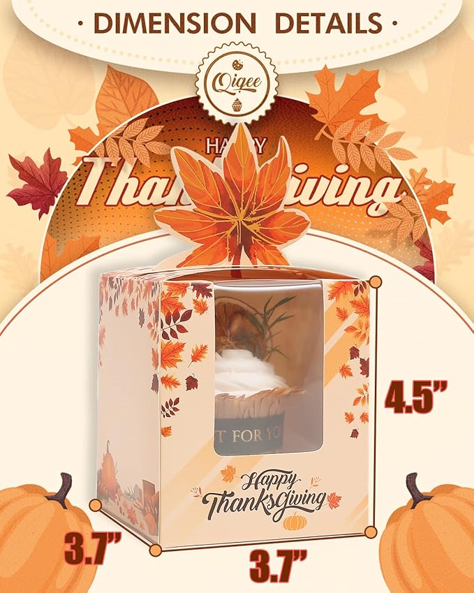 Cupcake Carriers with Inserts, Thanksgiving Design, 60 Pack