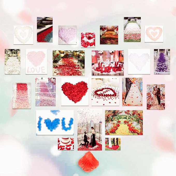 2000Pcs Rose Petals, Artificial Flower Petals Fake Rose Petals for Romantic Night,Wedding,Proposal Anniversary Flower Decorations (Big Red Dot Black, 2000pcs)