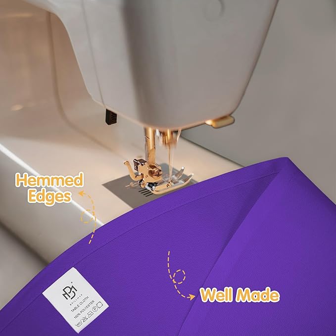 Tablecloths, Round 132 Inch Purple Polyester, Pack of 4