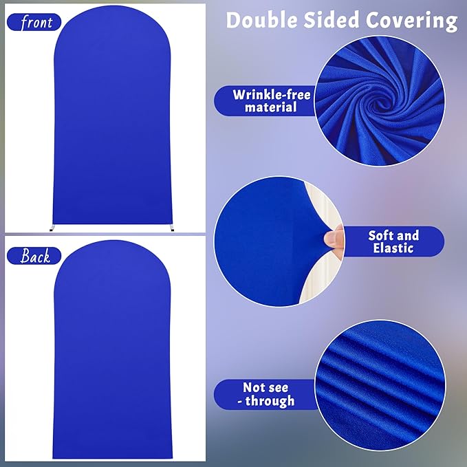 7.2FT Royal Blue Arch Backdrop Cover - Polyester Fitted Wedding Arch Stand Covers Round Top Chiara Arch Backdrop Cover for Birthday Party Banquet Photo Background Decoration