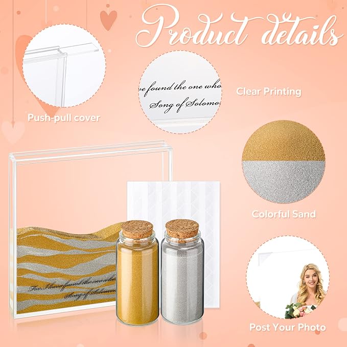 Wall Tabletop Frame Wedding Unity Sand Kit, Clear Acrylic, Yellow and Gray