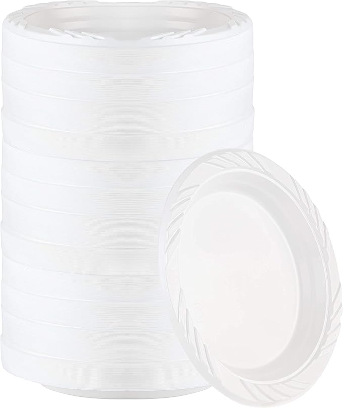 Plates, 800 Count, 6-Inch White Plastic, Disposable