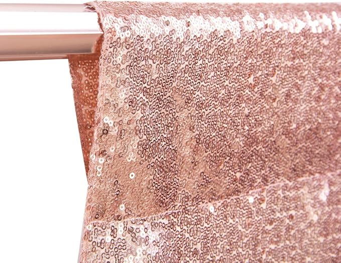 SquarePie Sequin Backdrop Non-Transparent Background Sparkly Curtain for Wedding Party 4FT x 7FT Rose Gold