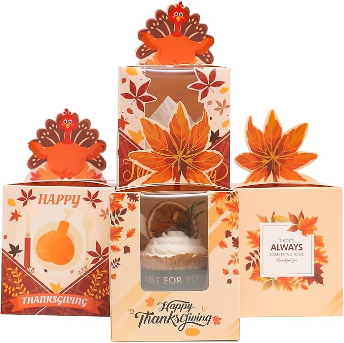 Cupcake Carriers with Inserts, Thanksgiving Design, 60 Pack