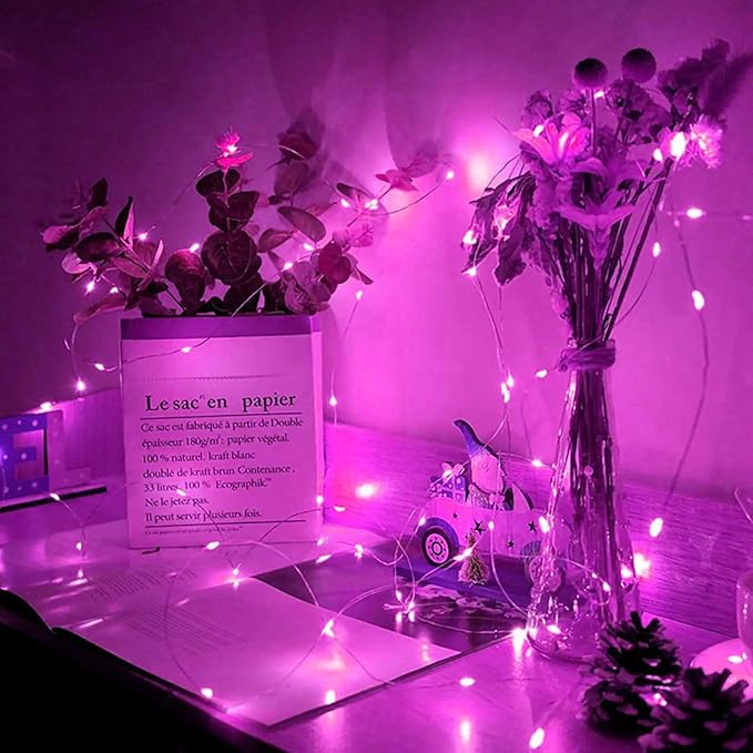 8 Pack Pink Fairy Lights 7Ft 20 LED Twinkle String Lights 3 Modes Battery Operated Waterproof Firefly Starry for Mason Jar Party Wedding Christmas Valentines Day Table Centerpieces