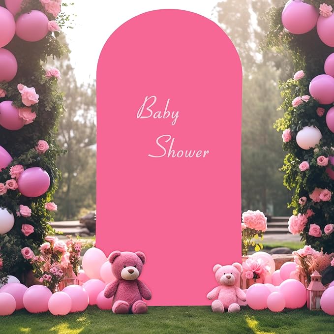 7.2FT Fuchsia Arch Backdrop Cover - Polyester Fitted Wedding Arch Stand Covers Round Top Chiara Arch Backdrop Cover for Birthday Party Banquet Photo Background Decoration