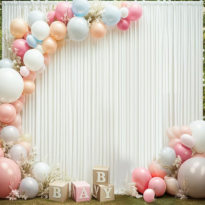 20×14ft Wrinkle Free Ivory Backdrop Curtain, Soft Silky Easy to Drape Cream Wedding Drapes for Backdrop, 4 Panels 5×14ft Photo Backdrop Curtains for Parties Birthday Photography Background Cloth