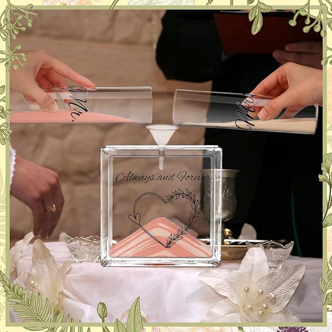 Vases Unity Sand Ceremony Set, 2 Glass Vases and Jar, Light Colors