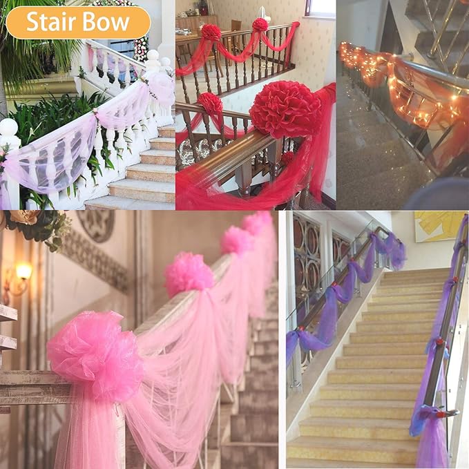 Crystal Organza Tulle Sheer Fabric Backdrop Curtains for Wedding Baby Shower Birthday Party Event Decor, 19” by 30 Yard (Rose)