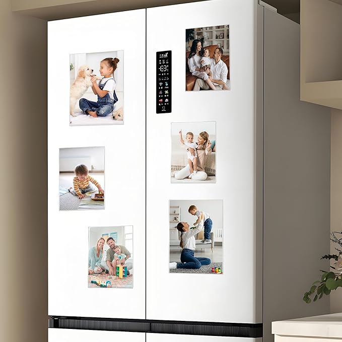 8 Pack Magnetic Picture Frames for Refrigerator, 5x7 Magnetic Photo Holders for Fridge, Acrylic Magnetic Picture Frame for Displaying Frames,Children Artworks