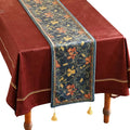 patdrea Designer Casual Wild Floral Velvet Table Runner 118 Inch Long, Dark Blue Occult Bouquets Pattern Table Mat, Decoration for Kitchen Dining Coffee Table Cabinet Banquet Thanksgiving,12"*118"