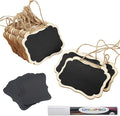ONUPGO 16 Pack Chalkboard Tags with Liquid Chalk Marker, Double Sided Blackboard with Hanging String, Wooden Mini Erasable Chalkboard Signs, Hanging Chalkboard Labels, Price Tags, Message Tags