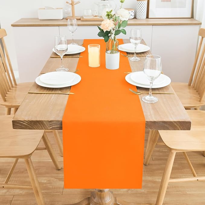 2 Pack Orange Table Runner 12 x 90 Inch Solid Color Farmhouse Runners Coffee Table Dresser for Daily Party Home Decoration
