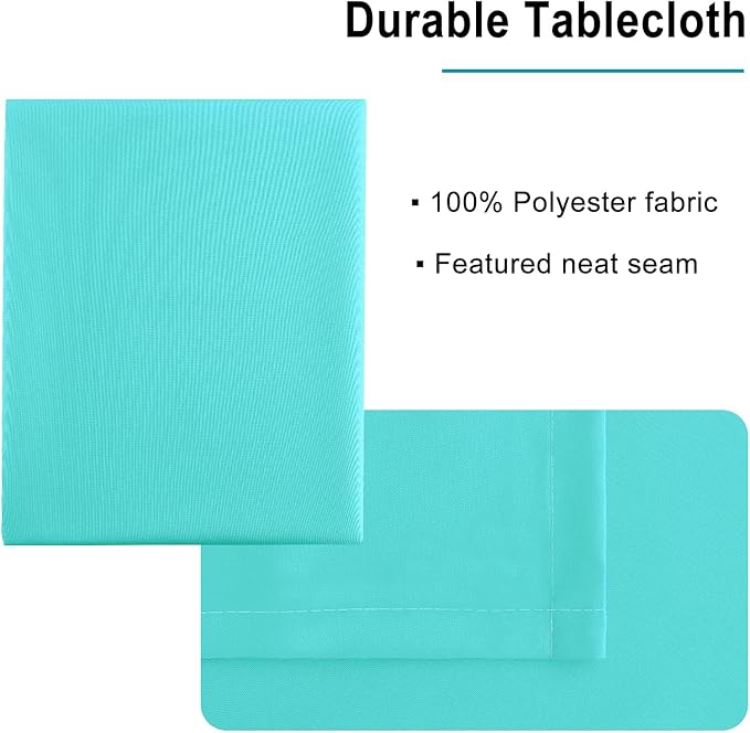 Hiasan Solid Rectangle Tablecloth Aqua - Waterproof Washable Oblong Fabric Table Cloth for Dining Room Kitchen and Outdoor Use, 70 x 108 Inch