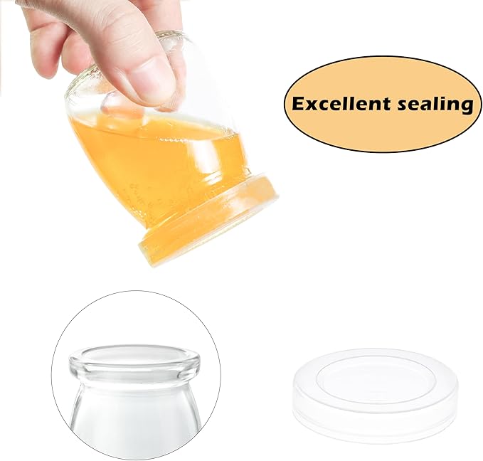 Glass Jars 3.4 oz Clear with Lids, Set of 60 for Desserts