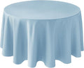 Biscaynebay Textured Fabric Round Tablecloths 90", Light Blue Water Resistant Washable Table Cloths Circle Folding Table Covers Linen for Dining, Kitchen, Wedding, Parties etc.