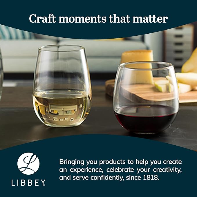 Wine Glasses Set of 12, Stemless Red and White, Dishwasher Safe