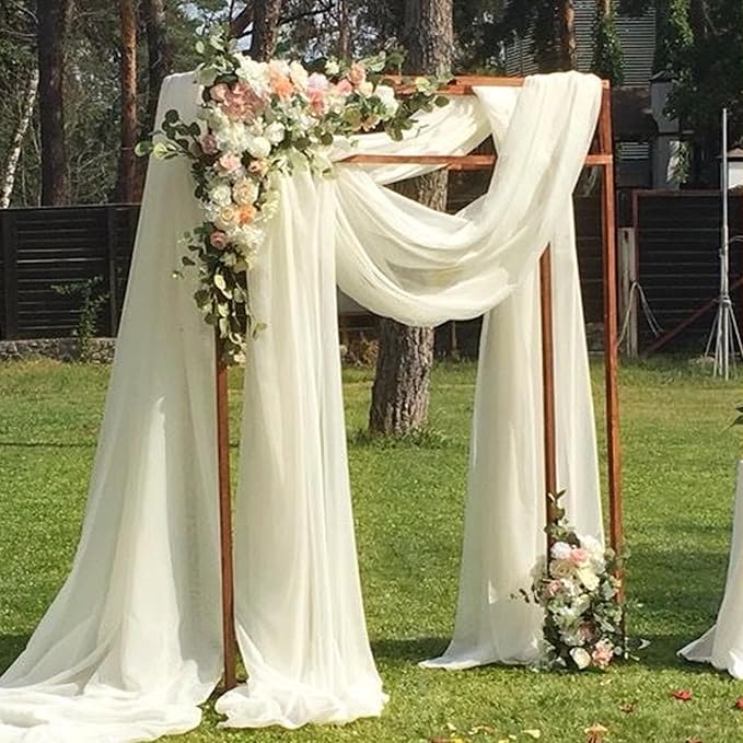 Wedding Arch Drape Fabric, Ivory Sheer Chiffon, 8 Panels 20 Ft x 28 In