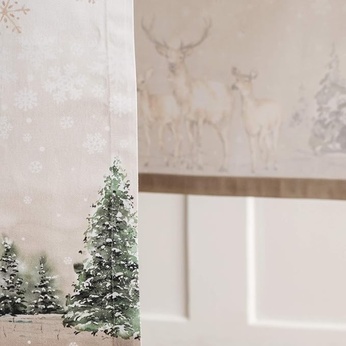 Maison d' Hermine Table Runner 100% Cotton Single Layer Table Runners 90 inches Long for Thanksgiving Christmas Decorations Home Kitchen Dining Party Wedding (Deer in The Woods, 14.5" x 90")