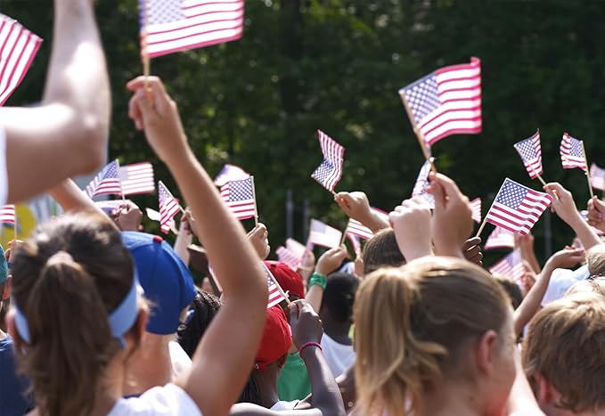 200pcs Small American Flags on Stick, Handheld 4 x 6 Inchs Mini American Flags with Kid-Safe Golden Spear Top, US Flags for 4th of July Decorations Outdoor, Independence Day Decorations