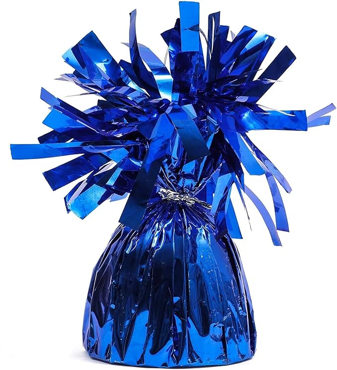 Balloon Weights 15 Pack - Metallic Blue Plastic Table Anchors, 6 Oz