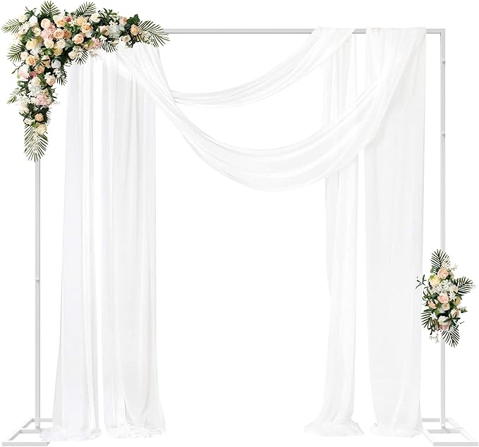 Arbors Adjustable Metal Pipe and Drape Kit, 8 x 8 ft, White