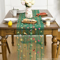 Embroidery Daisy Gauze Table Runner 10FT, 120 Inch – Dark Green