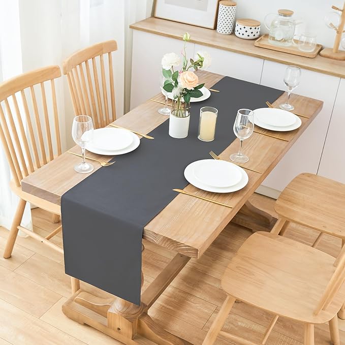 2 Pack Grey Small Short Table Runner 12 x 48 Inch Solid Color Runners Coffee Table Dresser for Daily Party Home Decoration