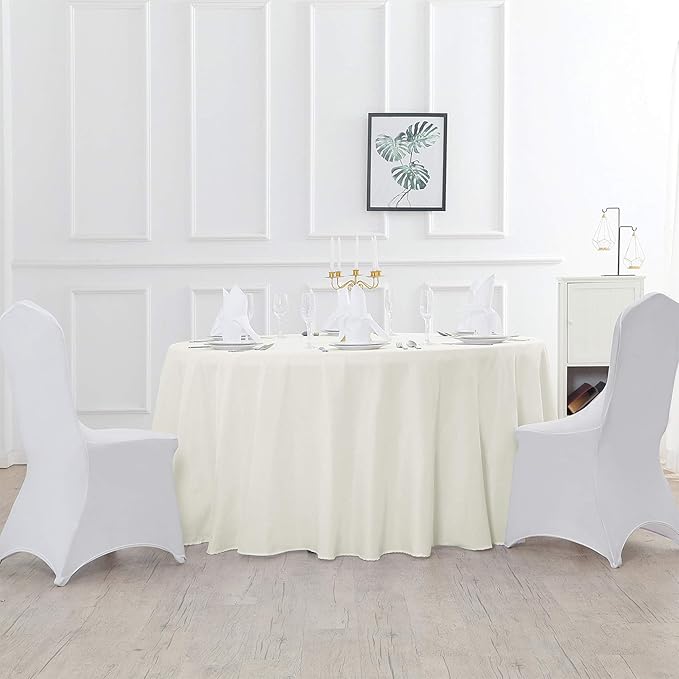 70 inch Round Tablecloth Washable Polyester Table Cloth Decorative Table Cover for Wedding Party Dining Banquet（70 inch,Ivory）