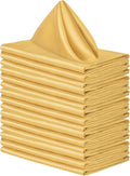 ANECO 16 Pack Square Satin Napkin Bright Silk Table Napkin Soft Smooth Fabric Table Napkin for Wedding Banquet Party Decoration, Gold, 17 x 17 Inch