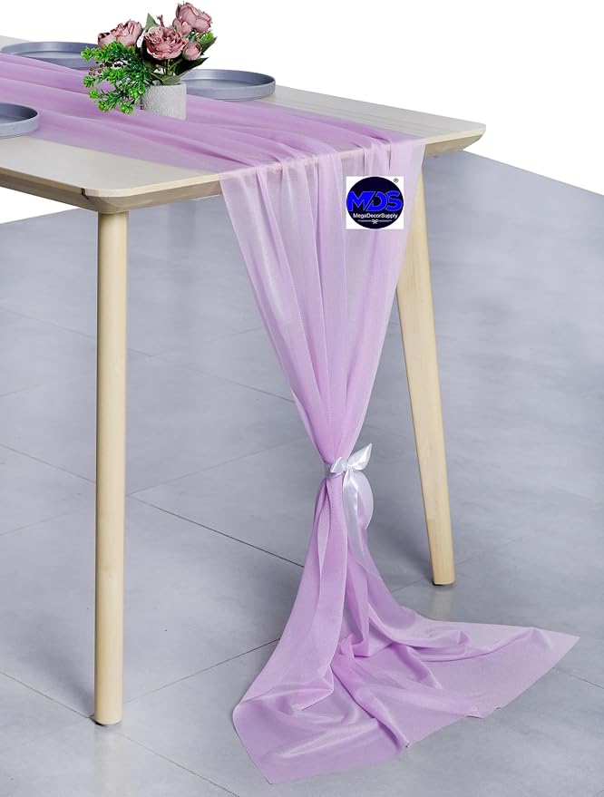 MDS Halloween Chiffon Table Runner - 5 Pack, 29 x 170 Inches, 14ft Each - Sheer Spooky Table Runners for Haunted House Parties, Trick-or-Treat Tables, Witchy Décor, Wedding & Events - Orchid