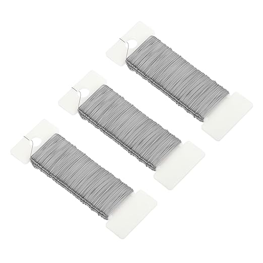MECCANIXITY 114 Yards/345 Feet 27 Gauge Metal Floral Wire Silver Tone Flexible Paddle Thin Floral Wires for Craft, Christmas Wreath, Flower Arrangement, Wedding, Total 3 Roll