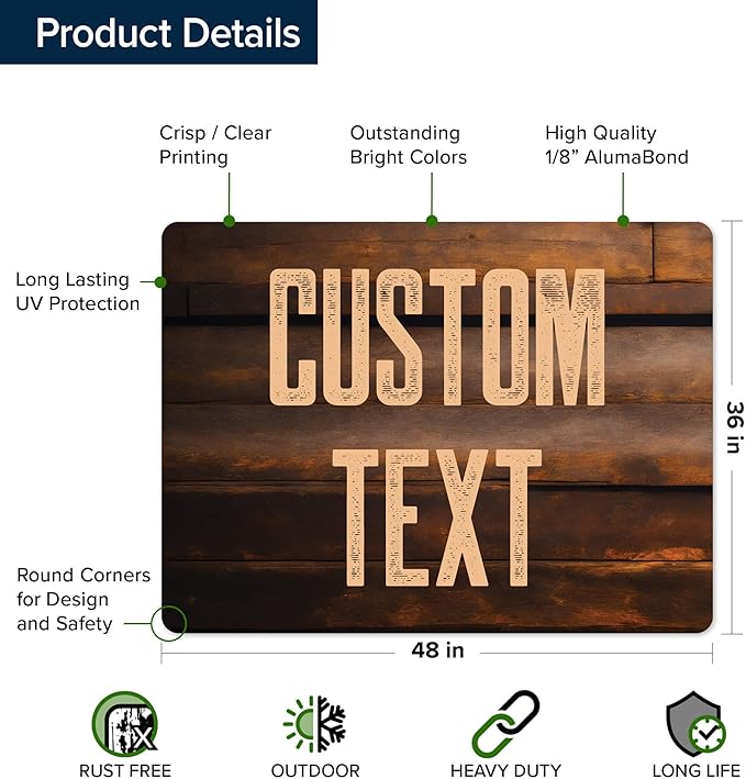 Custom Sign, Custom Street Sign, 11 Font Colors, 13 Font Styles, 4 Hole Options, 22 Sizes, 36x48 Inches, Rust Free DiBound, Fade Resistant, Made in USA by My Sign Center (Vintage Wood)