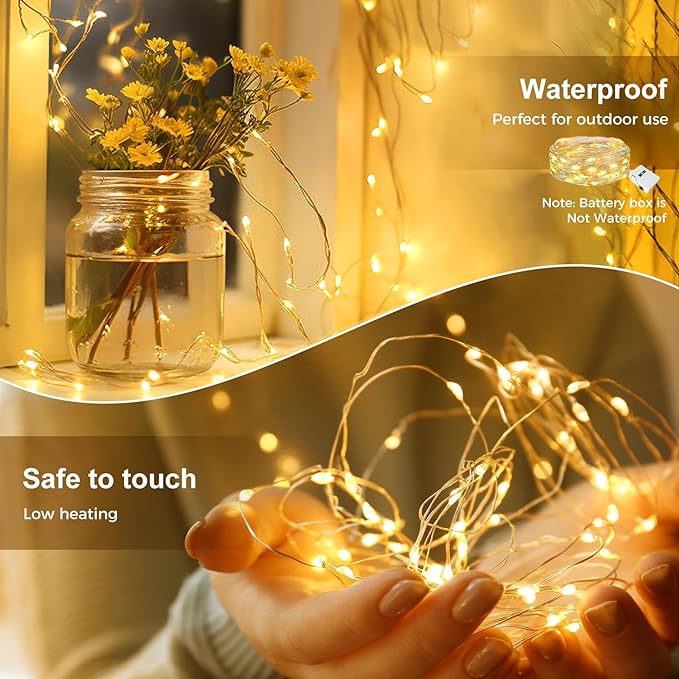 kolpop 30 Pack LED Fairy Lights Battery Operated, 7FT 20 LED Mini Twinkle String Lights Battery Powered Waterproof for Christmas Mason Jars Party (Warm White)