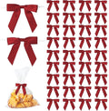 50Pcs Wine Red Twist Tie Bows for Gift Wrapping 2.5" Satin Ribbon Bow for Treat Bags Cake Balloons Birthday Party Favors Wedding Decorations