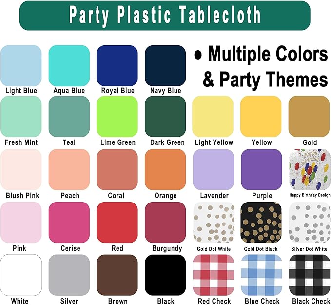 PEVA Burgundy Plastic 2 Pack Tablecloths - 54 x 108 inch Maroon Disposable Table Covers for BBQ, Birthday, Wedding Parties - Fits 8 ft Rectangle Table