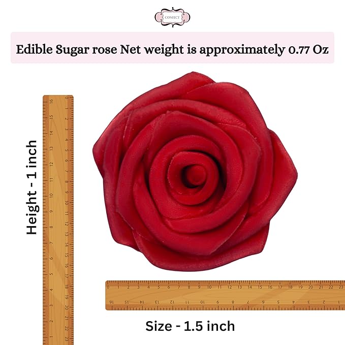 Edible Cupcake Toppers, 12 Sugar Roses About 1.5 Inches in Several Colors