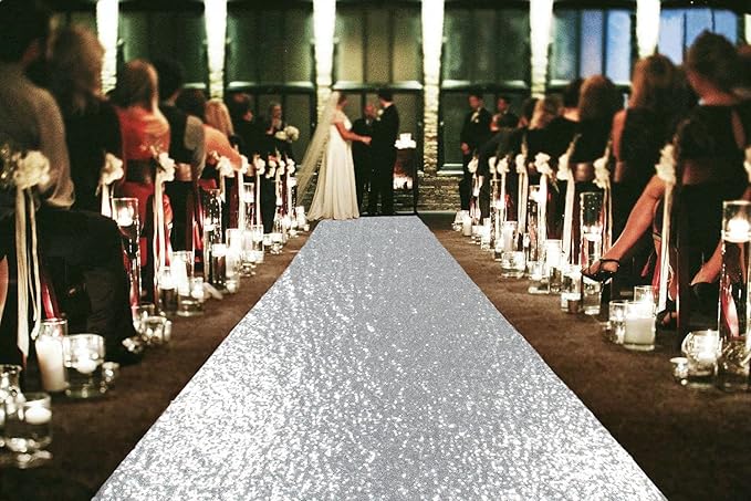 Aisle Runner, 4 ft x 20 ft Sequin Wedding Ceremony Runner