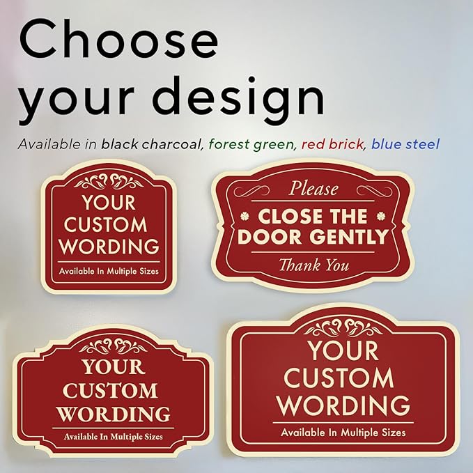 Custom Decorative Outdoor Metal Sign - Personalized Aluminum Driveway Sign, Waterproof, Made In USA - Design 1 Red Brick 12x8 In