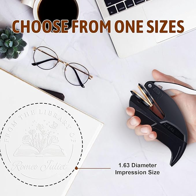 Book Embosser Personalized - Custom Library Embosser Stamp Gifts for Book Lovers, Readers, Teachers (Floral)