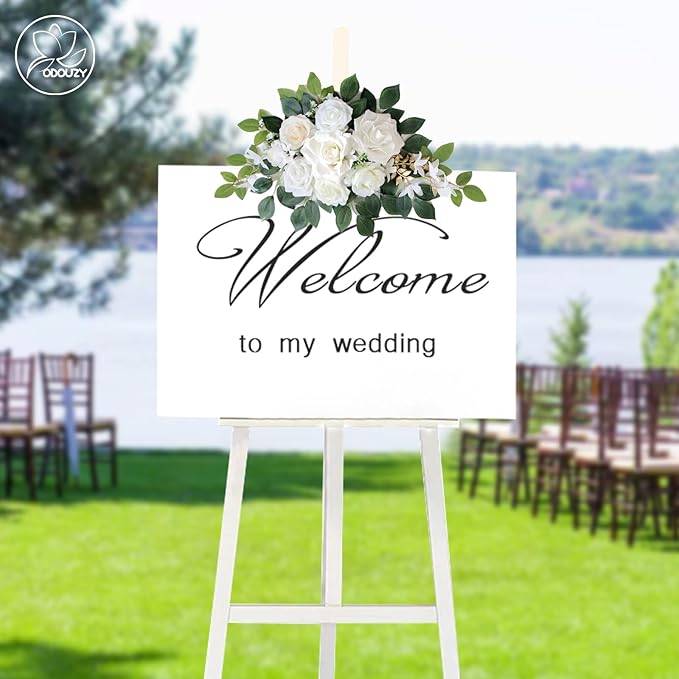 Artificial Flowers Wedding Arch Decor, Ivory White Foam and Silk Blooms