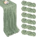 6 Pack Sage Green Table Runner 10ft Boho Gauze Fabric Cheesecloth Table Runner 35 x 120 Inch Rustic Sheer Runner for Wedding Centerpiece Decor Baby Shower Party Table Decorations
