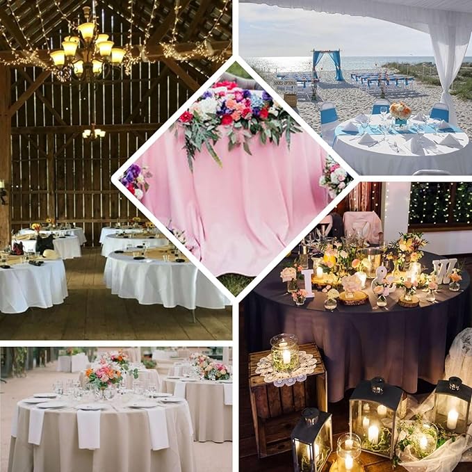 Efavormart Round Tablecloth, 108 Inch Stain & Wrinkle Resistant Washable Table Cloth, Decorative Polyester Fabric Table Cover for Banquet, Wedding, Dining- Black