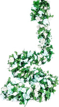 74FT and White Flower Garland Artificial Rose Arch Vines, 9Pcs – Blue