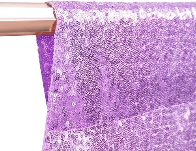 Poise3EHome 7Ft x 7Ft Lavender Sequin Backdrop, Glitter Thick Satin Sequin Background Drapes, Sequence Xmas Thanksgiving Backdrop for Wedding Party Holiday Festival Decor
