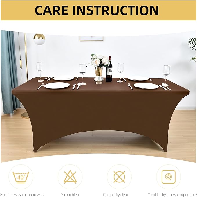 10-Pack 6ft Spandex Table Covers for Rectangle Standard Folding Tables - Wrinkle Resistant Stretch Tablecloths - Ultimate Fitted Table Protector for Parties, Banquet, Wedding